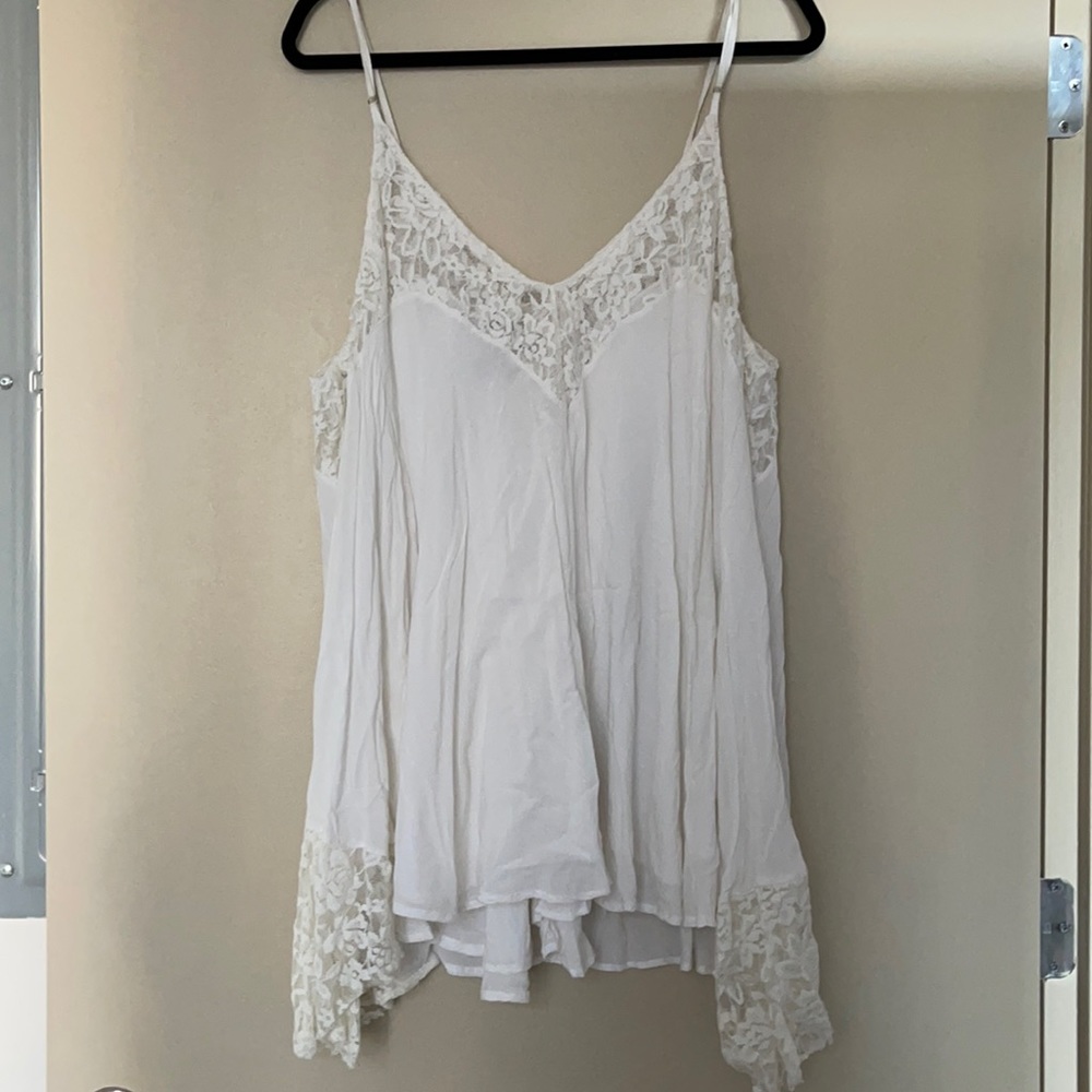 Flowy White Dress with Lace Detailing